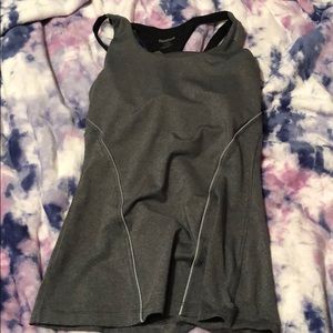 REEBOK grey and black strap tank top